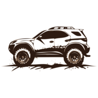 AI generated black white off road car with mud illustration png