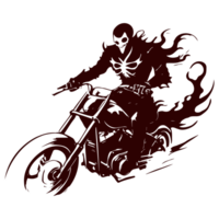ai gerado fantasma cavaleiro com queimando bicicleta ilustração png