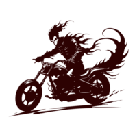 AI generated ghost rider with burning bike illustration png