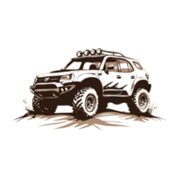 AI generated black white off road car with mud illustration png