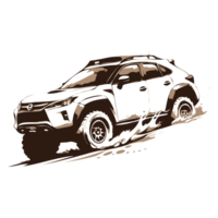 AI generated black white off road car with mud illustration png