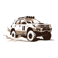 AI generated black white off road car with mud illustration png