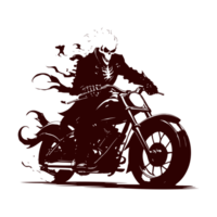 AI generated ghost rider with burning bike illustration png