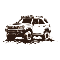 AI generated black white off road car with mud illustration png