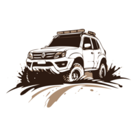 AI generated black white off road car with mud illustration png