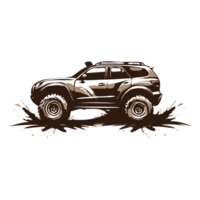 ai genererad svart vit av väg bil med lera illustration png
