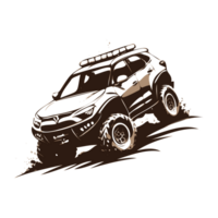 AI generated black white off road car with mud illustration png