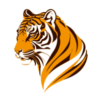 ai genererad orange tiger huvud med abstrakt päls illustration png