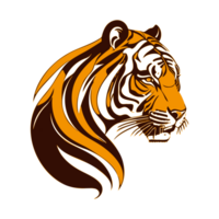 ai généré Orange tigre tête avec abstrait fourrure illustration png