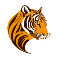 ai gegenereerd oranje tijger hoofd met abstract vacht illustratie png