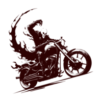 AI generated ghost rider with burning bike illustration png