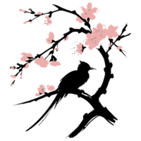 AI generated high quality logo style silhouette of a cherry blossom twigs png
