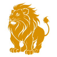 AI generated gold lion silhouette illustration png