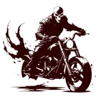 AI generated ghost rider with burning bike illustration png