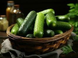 AI generated Fresh Cucumber with Water Droplets. Generative AI photo