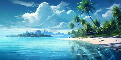 AI generated Beautiful Tropical Sandy Beach. Generative AI photo