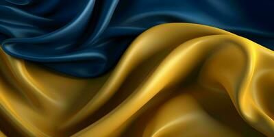 AI generated Luxurious Blue and Gold Silk Fabric Background. Generative AI photo