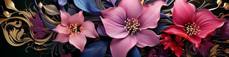 AI generated Beautiful 3D Flowers Illustration Background. Generative AI photo