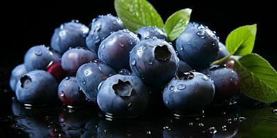 ai generado Fresco arándano con agua gotas. arándano. generativo ai foto