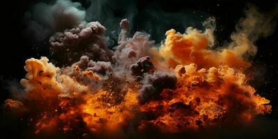 AI generated Explosion Effect. Fire Blast Landscape. Generative AI photo