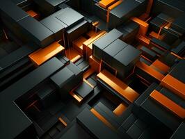 AI generated Elegant Black and Gold Geometric Background with Metal Effect. Futuristic Background. Generative Ai photo