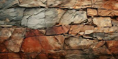 ai generado rojo y marrón áspero Roca textura antecedentes. rock superficie antecedentes. generativo ai foto