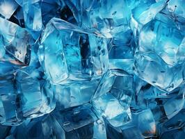 AI generated Blue Ice Cube Background. Fresh Ice Cube Texture. Generative AI photo