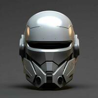 AI generated Modern and Futuristic War Helmet Isolated on Gray Background. Generative AI photo