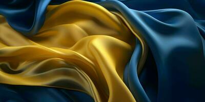 AI generated Luxurious Blue and Gold Silk Fabric Background. Generative AI photo