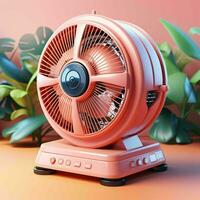 AI generated Cute and Futuristic 3D Electric Fan Illustration. Generative AI photo