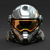 AI generated Modern and Futuristic War Helmet Isolated on Gray Background. Generative AI photo