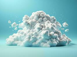 AI generated White Clouds Isolated on Blue Studio Background. Fluffy Cloud. Generative AI photo