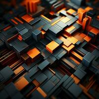 AI generated Elegant Black and Gold Geometric Background with Metal Effect. Futuristic Background. Generative Ai photo