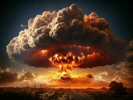 AI generated Nuclear Bomb Explosion. Mushroom Cloud. Generative AI photo