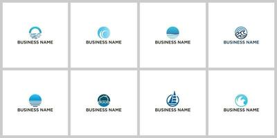 Vector abstract logo design template. Ocean logo set.