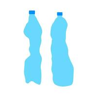 Broken plastic water bottle on white background. Mineral water containers that are no longer suitable for use. Suitable for mineral water waste and plastic recycling logos. Vector illustration