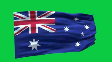 Australia Flag 3d render waving animation motion graphic isolated on green screen background video