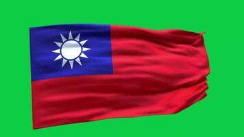 Taiwan Flag 3d render waving animation motion graphic isolated on green screen background video