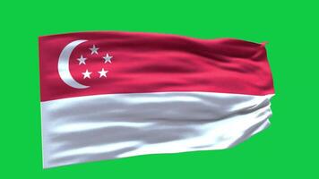 Singapore Flag 3d render waving animation motion graphic isolated on green screen background video