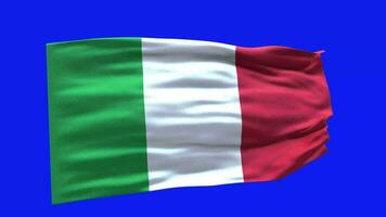 Italy Flag 3d render waving animation motion graphic isolated on chroma key blue screen background video