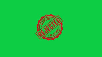 Red ink rejected signed stamp animation effect on green screen background video