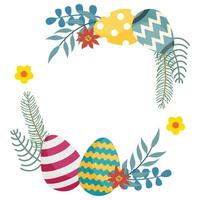 Happy Easter banner, poster, greeting card. Happy Easter background with negative space area vector