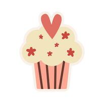 a cupcake with hearts on it valentine love pink heart vector set clip art