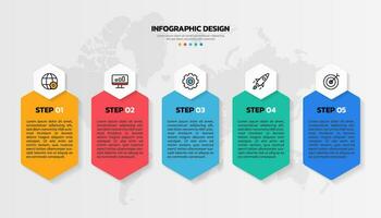 Modern hexagon shape infographic vector with 5 step icons