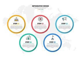 negocio infografía vector ilustración 5 5 pasos o opciones con íconos