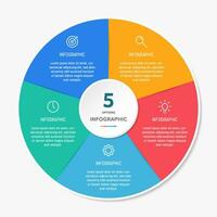 circulo forma infografía gráfico modelo con 5 5 opciones vector