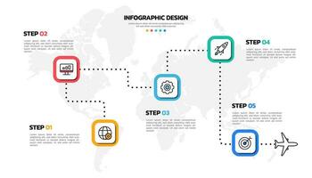 Business infographic vector illustration 5 steps or options with icons