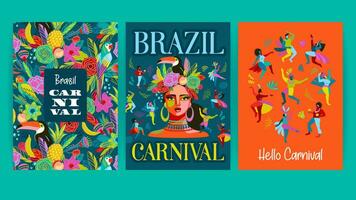 Set of bright abstract templates. Brazil carnival. Vector design for carnival concept and other use