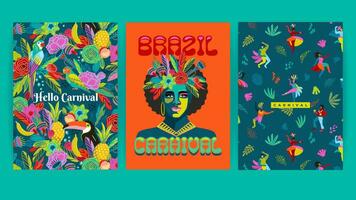 Set of bright abstract templates. Brazil carnival. Vector design for carnival concept and other use