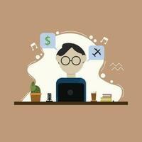 Flat Character doing work Vector Illustration